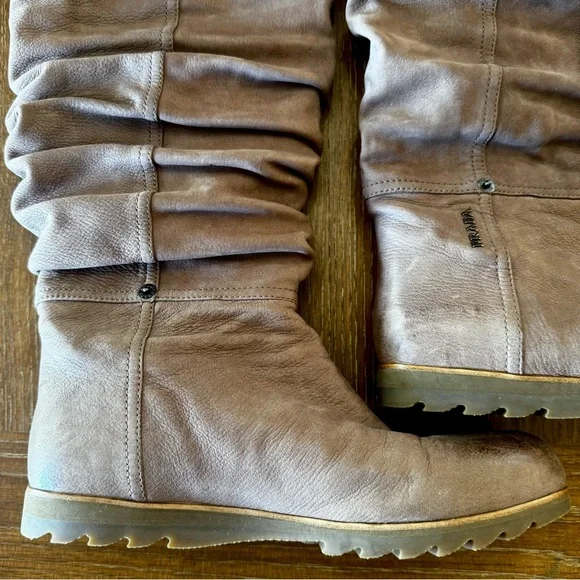 EUC taupe slouchy Prada flat calfskin boots 39 / 8 - Picture 3 of 16